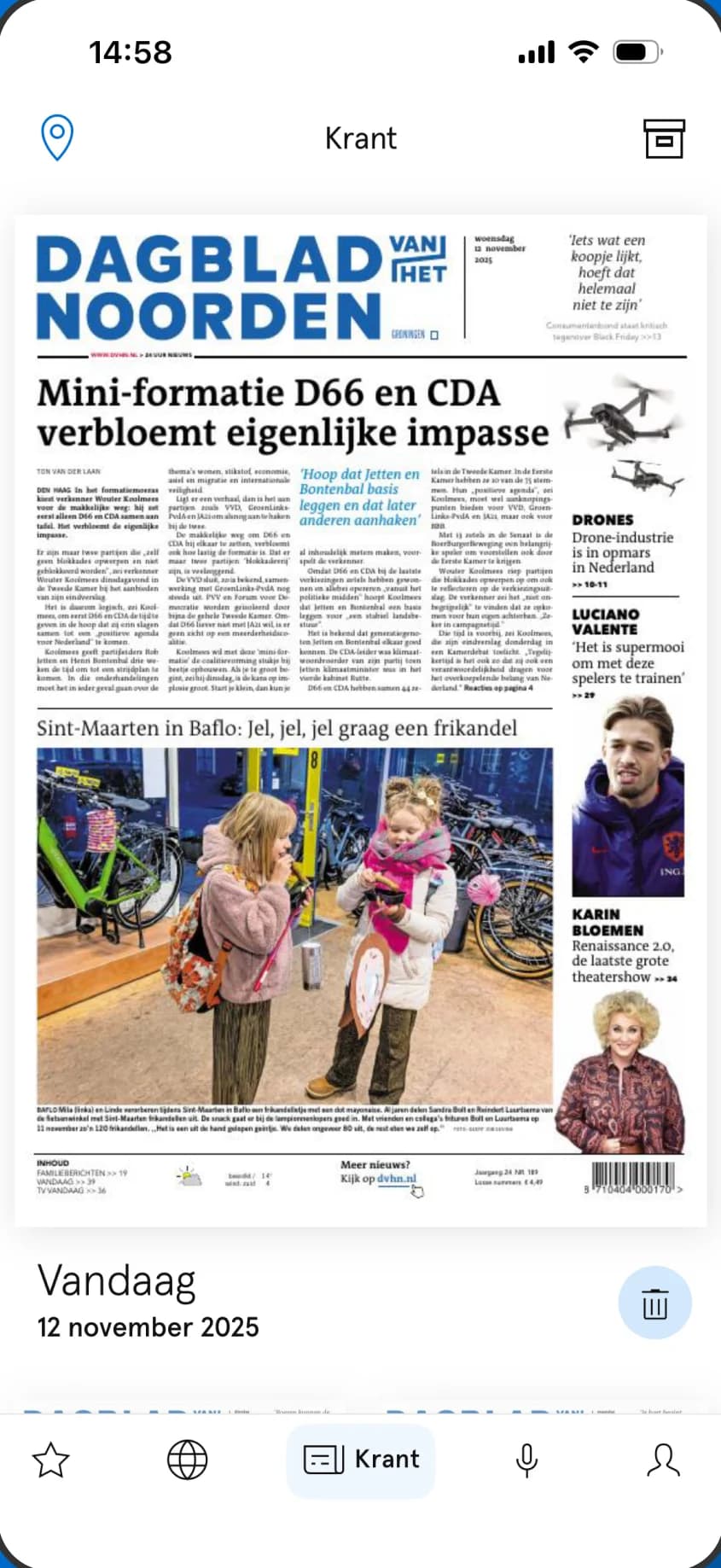 De digitale krant van de dag