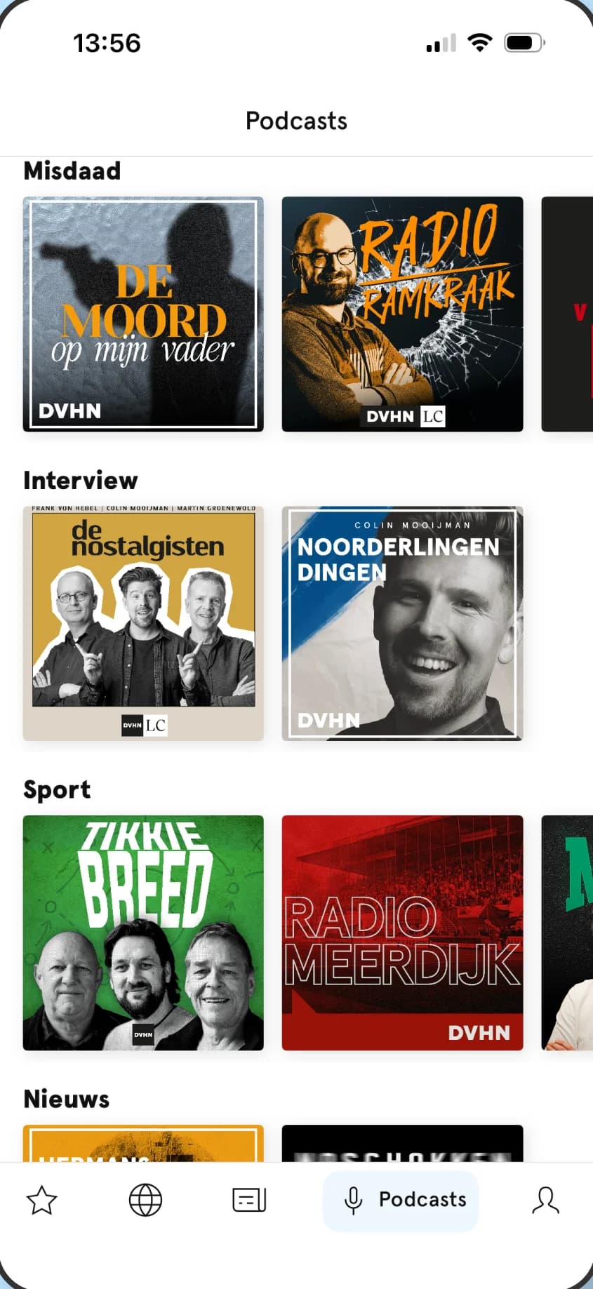 Podcasts per rubriek